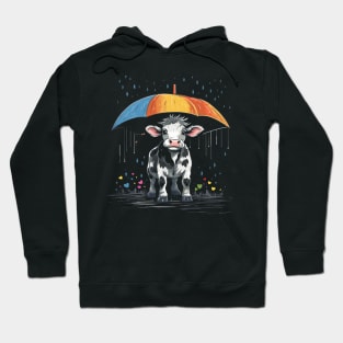 Cow Rainy Day With Umbrella Hoodie